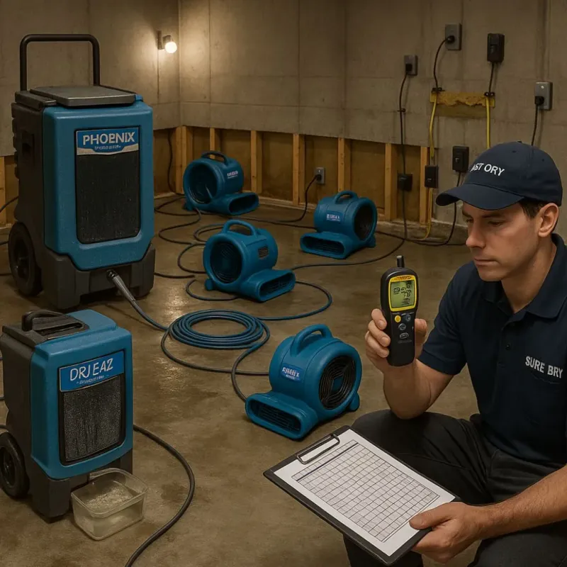 Structural Drying and Dehumidification process in San Carlos, AZ